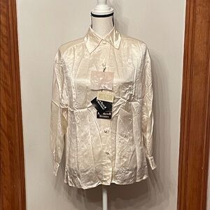 Vintage Anne Klein II Elegant 100% Silk Cream Top